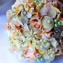 wedding photo - Sea Shell Bouquet, Bridal Bouquet, Custom Bouquet