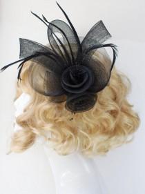 wedding photo - Black Fascinator, Fascinator Hat, Derby Fascinator, Wedding Fascinator, Handmade Fascinator, Black Fascinator Hat, Racing Fashion, H196-BK