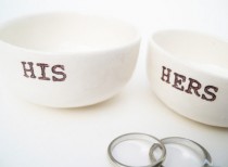wedding photo - HIS AND HERS bridal shower gifts wedding gift for bride handmade wedding ring pillows engagement pair of ring dishes gift for couple
