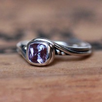 wedding photo - Alexandrite engagement ring - unique alternative gemstone ring - June birthstone - pirouette ring - recycled silver - custom made to order