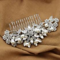wedding photo -  Handmade Crystal Bridal Hair Comb Wired Pearl Headpiece Rhinestone Wedding Jewelry Accessories Wholesale