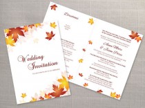 wedding photo -  DIY Printable Wedding Folded Invitation Card Template 