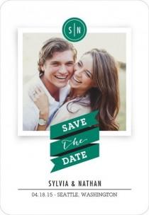 wedding photo - Prized Romance - Save The Date Magnets In Deep Sea Green Or Hydrangea 