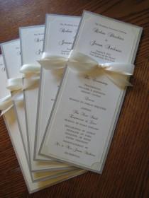 wedding photo - Wedding Program In Custom Colors, Fonts, Double Sided With Ribbon Bow - The Bistro Collection Sample