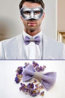 wedding photo -  EMBROIDERED bow tie LILAC grey groom's bowtie For wedding in Lavender Purple Plum Orchid Eggplant Violet Mint Magenta Wisteria Burgundy Gold
