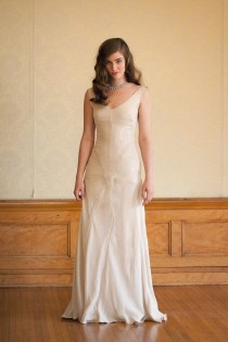 wedding photo - Wedding Dress In Shimmery Silk Chiffon Lamé - Vintage Inspired Low Back Handmade Gown - Stardust