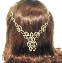 wedding photo -  Hair Jewelry Hair Chain Crystal Headpiece, Rhinestone Headband, Bohemia Headpiece, Wedding Hair Jewelry