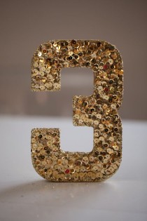 wedding photo - Individual Sequined And Glittered Wedding Table Numbers, Gold Sequins, Gold Glitter
