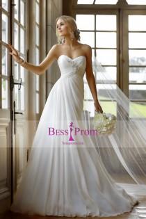wedding photo -  2015 ruffles sweetheart beading court train wedding dress - bessprom.com