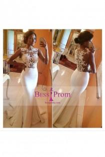 wedding photo -  scoop 2015 trumpet applique taffeta prom dress - bessprom.com