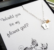 wedding photo - Flower Girl Gift, Personalized Necklace For Flower Girl Or Junior Bridesmaid, Be My Flower Girl, Necklace For Little Girl, Otis B Jewelry