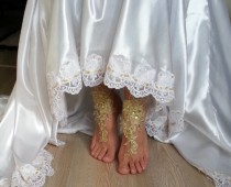 wedding photo -  Free Ship --- bridal anklet, gold embrodeired, Beach wedding barefoot sandals, bangle, wedding anklet, anklet, bridal, wedding