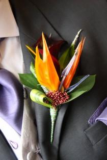 wedding photo - Boutonniere Of A Bird Of Paradise