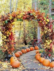wedding photo - Outdoor Halloween Decorating With Pumpkins