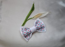 wedding photo -  Embroidered White red green pretied bow tie Christmas Xmass CIJ Gift for boyfriend Men's bowtie Bowties Anniversary gift Gift ideas for him