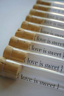 wedding photo - 200 Printed Clear Tubes And Corks - Love Is Sweet - Candy Favor - Wedding - Party - Custom Imprints Available