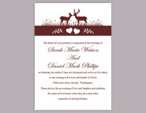 wedding photo -  DIY Wedding Invitation Template Editable Word File Instant Download Printable Reindeer Invitation Brown Wedding Invitation Heart Invitation