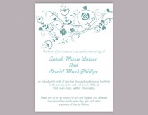 wedding photo -  DIY Wedding Invitation Template Editable Word File Instant Download Floral Wedding Invitation Bird Invitation Printable Blue Invitations