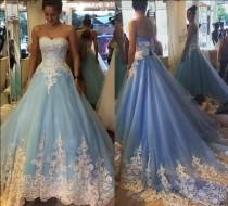 wedding photo - Custom Made 2016 Lace Colorful Arabic Wedding Dresses Applique Garden Sweetheart Tulle Ball Gown Bridal Chapel Train Dress Wedding Style Online with $129.95/Piece on Hjklp88's Store 