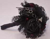 wedding photo - Black Leather Gothic Wedding Bouquet