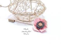 wedding photo -  Pink Poppy Lapel Flower Boutonniere bY Nikush Jewelry Art Studio