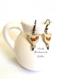 wedding photo - ivory Love Birds Dangle Earrings  by Nicole Bridesmaids Gifts