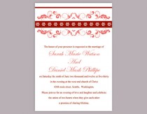 wedding photo -  DIY Wedding Invitation Template Editable Word File nstant Download Printable Invitation Floral Wedding Invitation Wine Red Invitations
