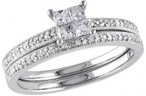 wedding photo - Tevolio 0.3 CT.T.W. Princess Cut Diamond Wedding Ring in 10K White Gold (GH I2:I3)