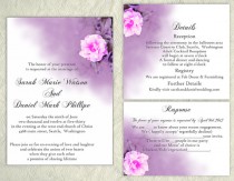 wedding photo -  DIY Wedding Invitation Template Set Editable Word File Download Printable Floral Invitation Rose Wedding Invitation Eggplant Invitation