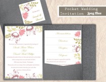 wedding photo -  Printable Pocket Wedding Invitation Suite Printable Invitation Flower Invitation Colorful Invitation Download Invitation Edited jpeg file