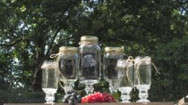 wedding photo -  6 Piece Blended Family Tree Unity Sand Set / Personalized / Etched Toasting Glasses / Mason Jars / Children's / Choice of Fonts and Lids
