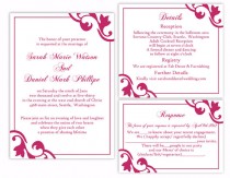 wedding photo -  DIY Wedding Invitation Template Set Editable Word File Instant Download Printable Invitation Fuchsia Wedding Invitation Hot Pink Invitation
