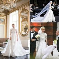 wedding photo - Exquisite 2016 Fall Winter Arabic Wedding Dresses High Neck Long Sleeves Lace Nicky Hilton Sheer A Line Bridal Gowns Ball Court Train Online with $182.47/Piece on Hjklp88's Store 
