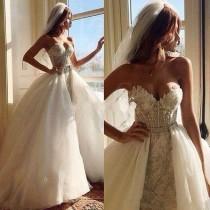 wedding photo - 2015 New Gorgeous Beaded Crystals Wedding Dresses with Detachable Bridal Ball Gown Train Arabic Empire A Line Sweetheart Vestidos De Noiva Online with $154.87/Piece on Hjklp88's Store 