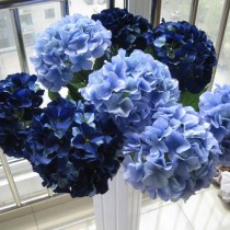 wedding photo -  10 pcs Silk Hydrangea Navy Blue Wedding Flowers Tall Wedding Table Centerpieces, Home Decor, Artificial Hydrangea
