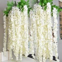 wedding photo -  5pcs 70" White Wisteria Garland For Outdoor Wedding Ceremony Decor Silk Wisteria Vine Wedding Arch Floral Decor