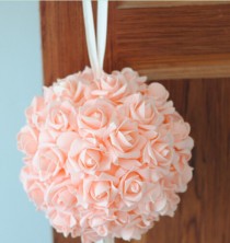 wedding photo -  9" Blush Rose Kissing Ball Foam Flowers Pomanders For Wedding Centerpieces Decor Bridal Shower