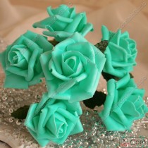 wedding photo -  72 pcs Tiffany Blue Wedding Flowers  Artificial Flower Fake Roses For Bridal Bouquet Wedding Table Centerpieces
