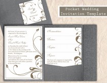 wedding photo -  Pocket Wedding Invitation Template Set DIY EDITABLE Text Word File Download Coffee Invitation Custom Printable Wedding Invitation