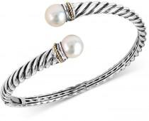 wedding photo - EFFY Freshwater Pearl (9mm) Bangle Bracelet in Sterling Silver and 18K Gold