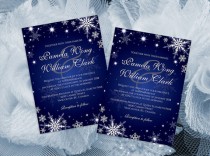 wedding photo -  DIY Printable Wedding Invitation Card Template | Editable MS Word file | 5 x 7 | Instant Download | Winter White Snowflakes Royal Blue