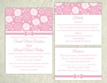 wedding photo -  DIY Wedding Invitation Template Set Editable Word File Instant Download Printable Pink Wedding Invitation Floral Rose Wedding Invitation