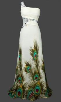 wedding photo - Gatsby Inspired Mermaid Sheer Vintage Look 1920 Art Deco Peacock Formal Dress W