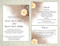 wedding photo -  DIY Wedding Invitation Template Set Editable Word File Instant Download Printable Floral Invitation Rose Wedding Invitation Peach Invitation