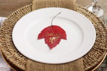 wedding photo - Gilded Leaf Place Cards