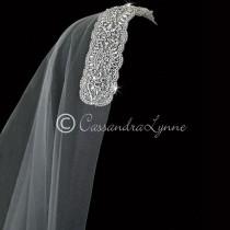 wedding photo - Bohemian Two Tier Wedding Veil With Rhinestone Headband