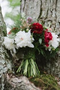wedding photo - A Romantic Woodland Wedding Bouquet {with Moss Wrapped Stems}