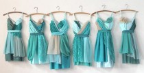 wedding photo - Custom Turquoise Aqua & Teal Bridesmaids Dresses