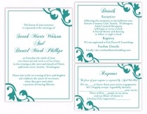 wedding photo -  DIY Wedding Invitation Template Set Editable Word File Instant Download Elegant Printable Invitation Teal Wedding Invitation Blue Invitation