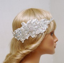 wedding photo -  Bridal Lace Headband, Wedding Headpiece, Wedding Gown, Lace Wedding Dress, Wedding Headband, Floral Headpiece, Bridal Flower Headband